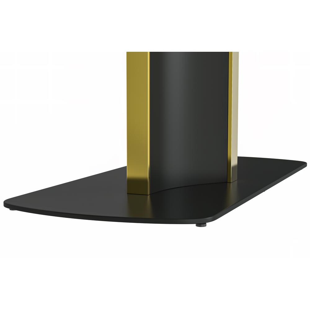 Modern Dining Table Black and Gold Base, With 55 Light Grey Sintered Stone Top. Picture 2