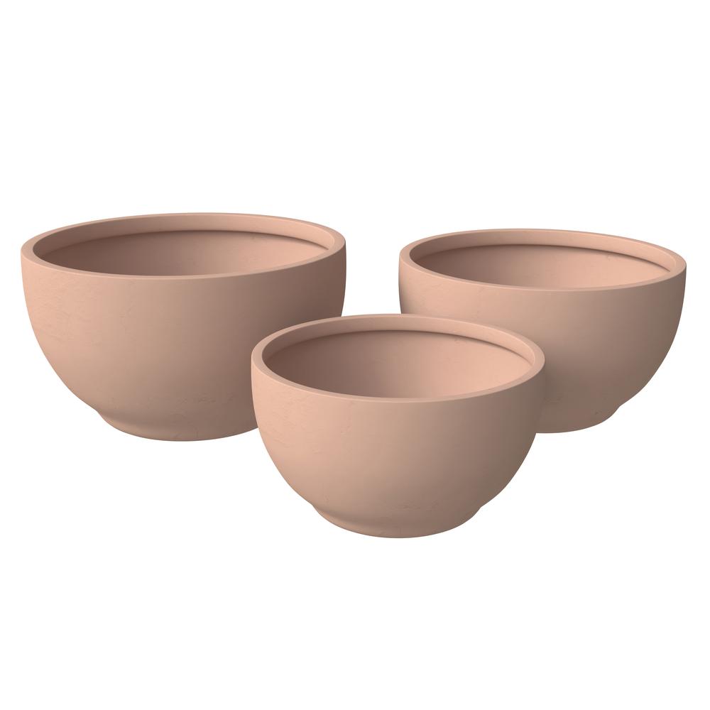 Grove Series Poly Stone Planter Set in Terracotta. Picture 2