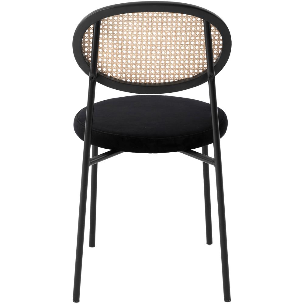 Euston Modern Wicker Dining Chair with Velvet Round Seat. Picture 6