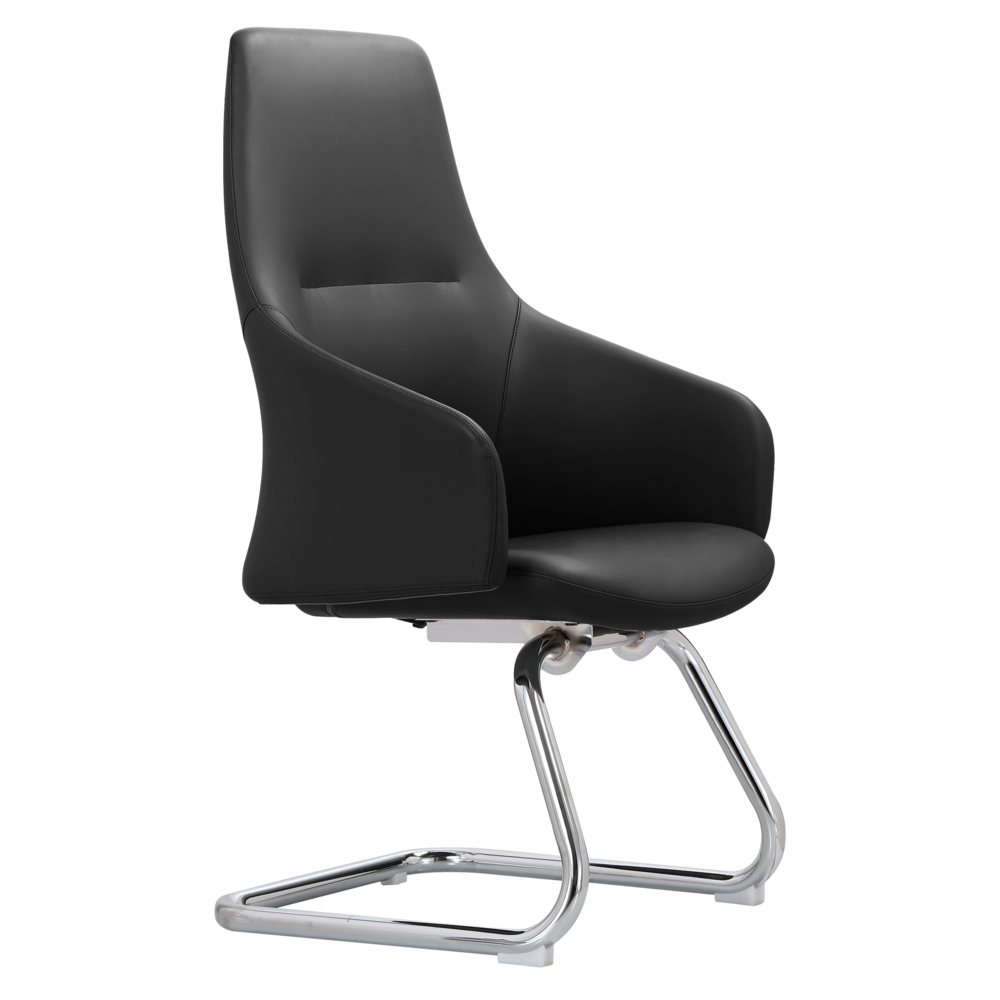 Celeste Series Guest Office Chair in Black Leather. Picture 2