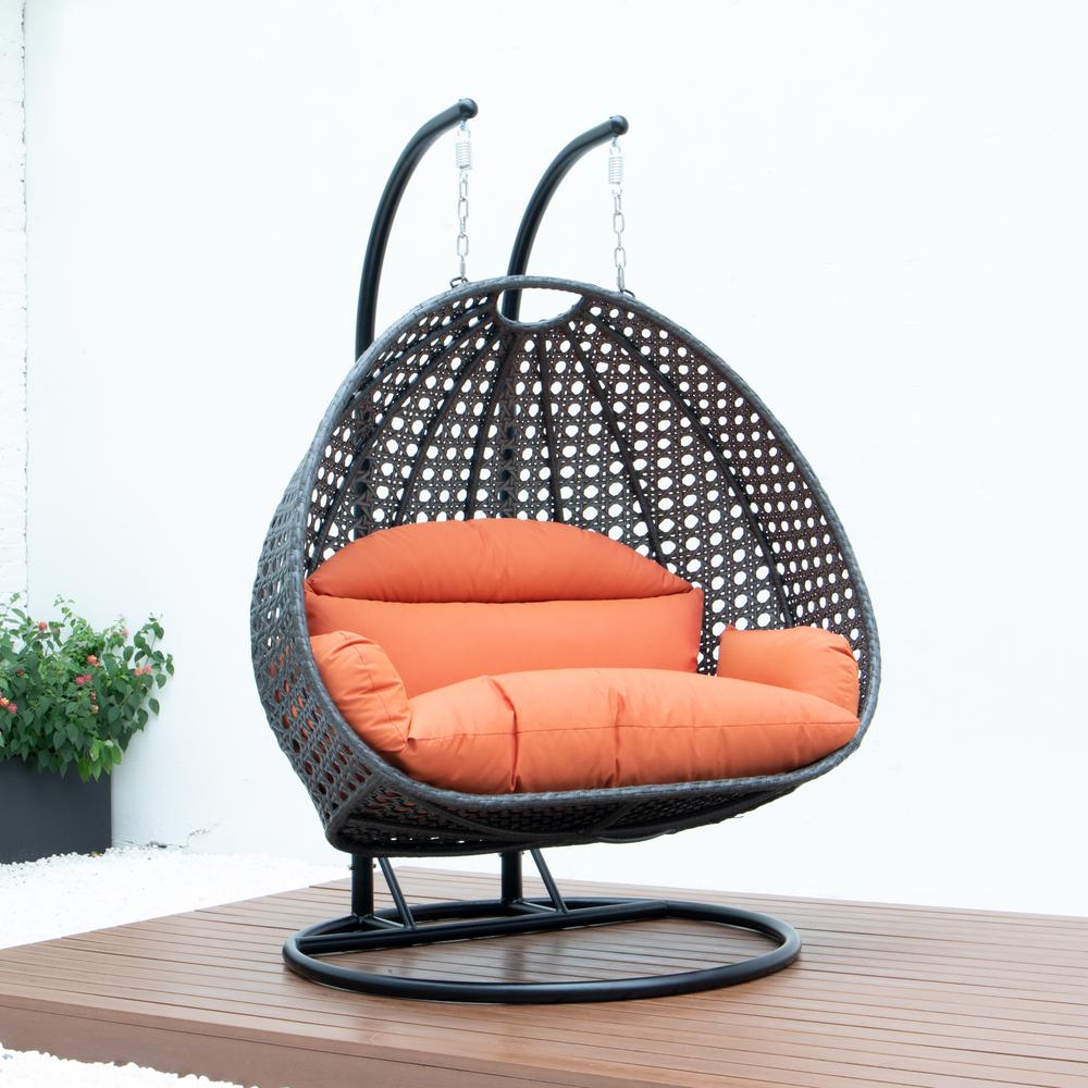 Charcoal Wicker Hanging 2 person Egg Swing Chair. Picture 3