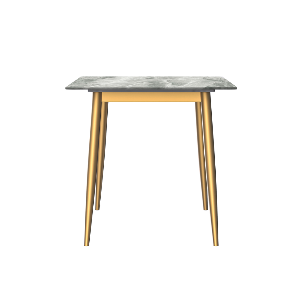 Modern Dining Table Brushed Gold Base, With 71 Light Grey Sintered Stone Top. Picture 3