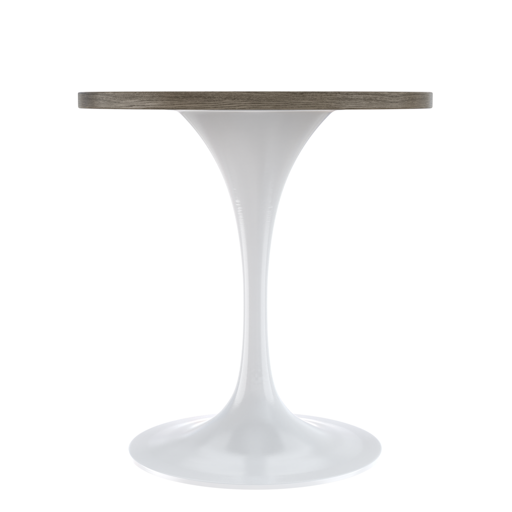 Verve 27 Round Dining Table, White Base with Dark Maple MDF Top. Picture 3