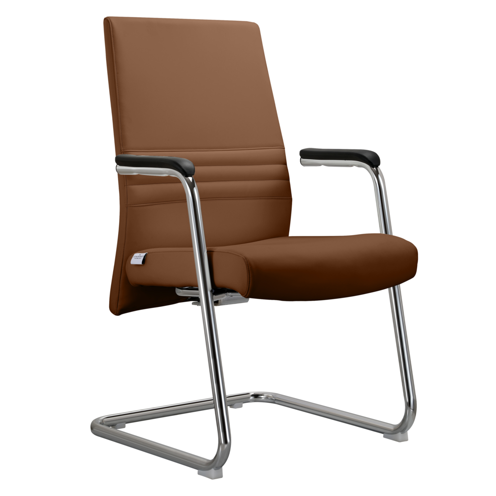 Aleen Series Guest Office Chair In Dark Brown Leather. Picture 2