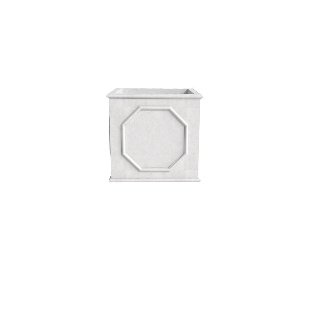 Sprout Series Cubic Fiber Stone Planter in White 8 Cube. Picture 1