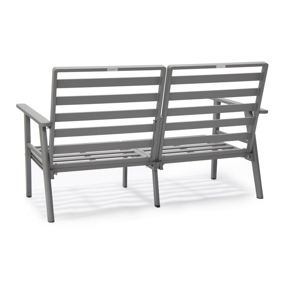 Outdoor Patio Loveseat with Gray Aluminum Frame. Picture 5