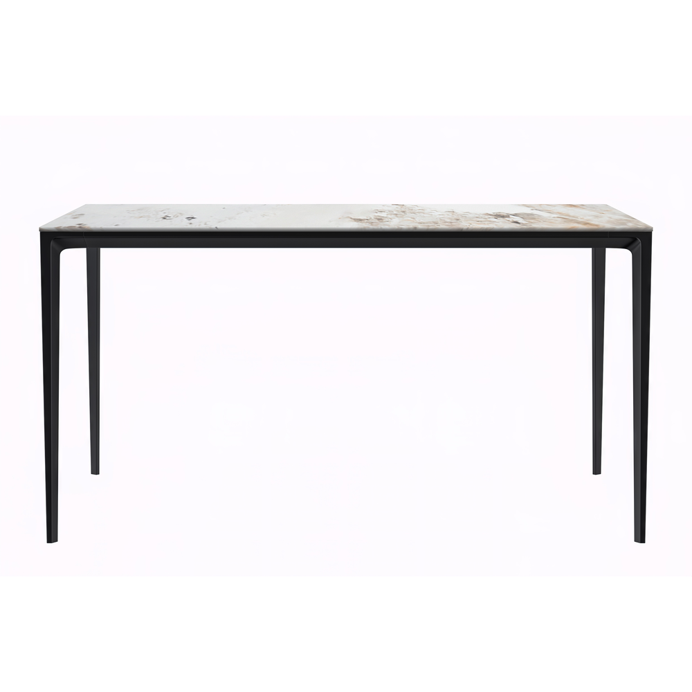 Avo Series Modern Dining Table Black Base, With 55 White Grey Sintered Stone Top. Picture 2