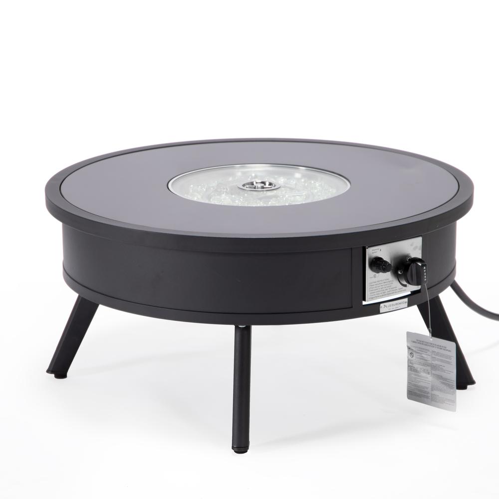 Walbrooke Outdoor Patio Aluminum Round Fire Pit Side Table with Lid. Picture 4