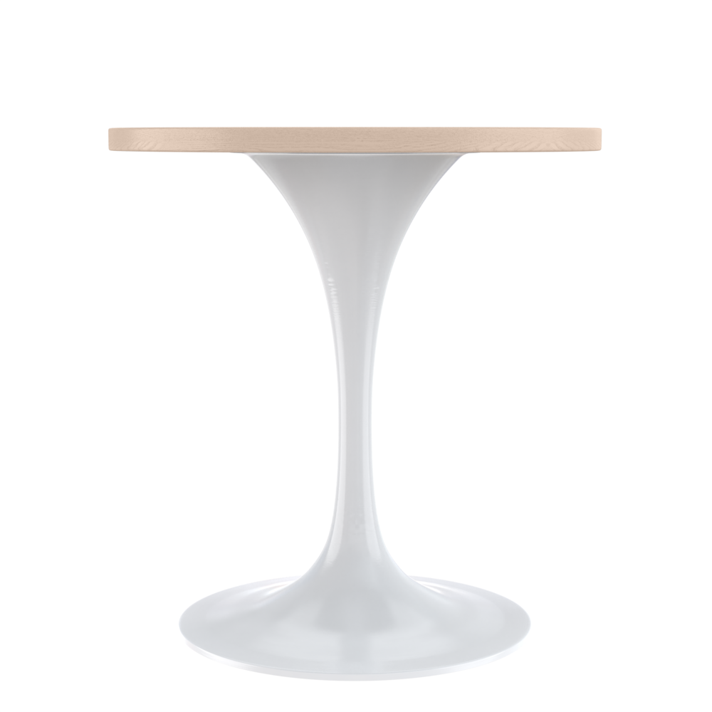 Verve 27 Round Dining Table, White Base with Light Natural Wood MDF Top. Picture 3