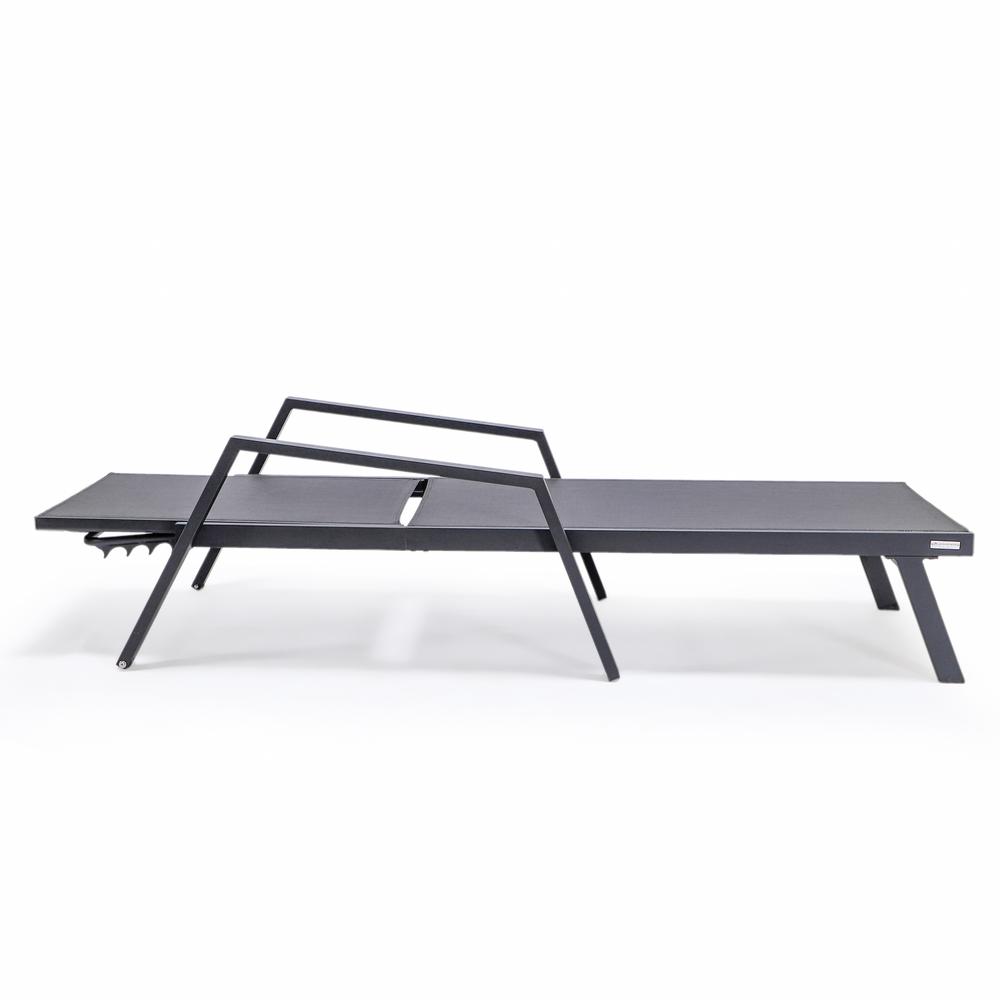 Black Aluminum Outdoor Patio Chaise Lounge Chair With Arms. Picture 14