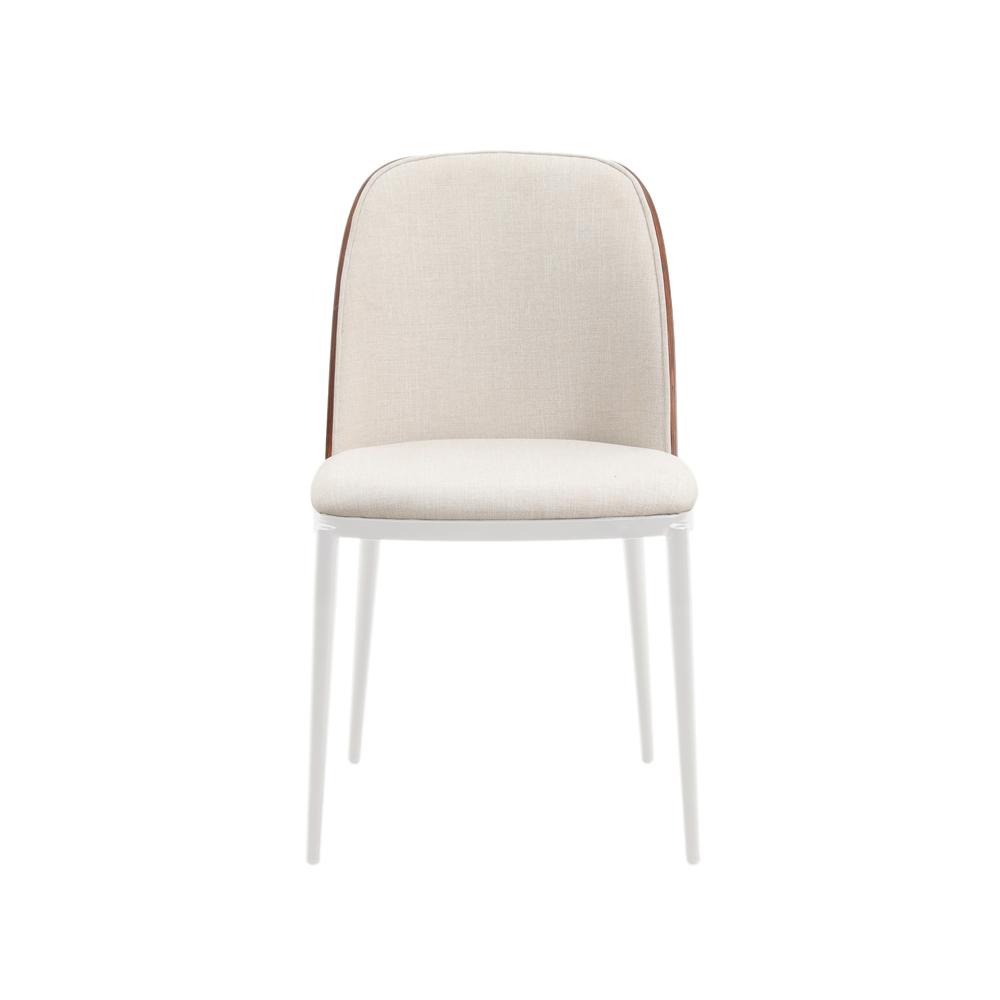 Dining Side Chair with White Powder-Coated Steel Frame. Picture 2