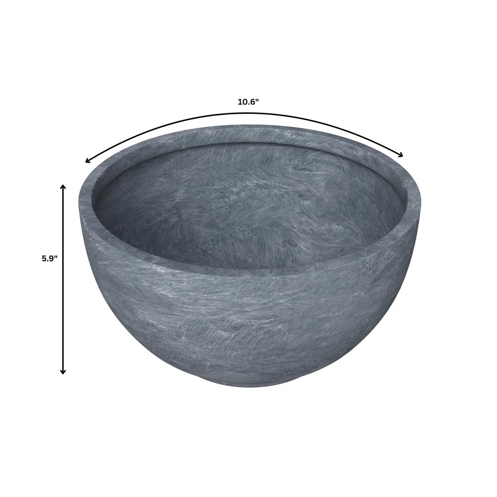 Grove Series Hemisphere Poly Clay Planter in Aged Concrete 10.6 Dia, 5.9 High. Picture 4