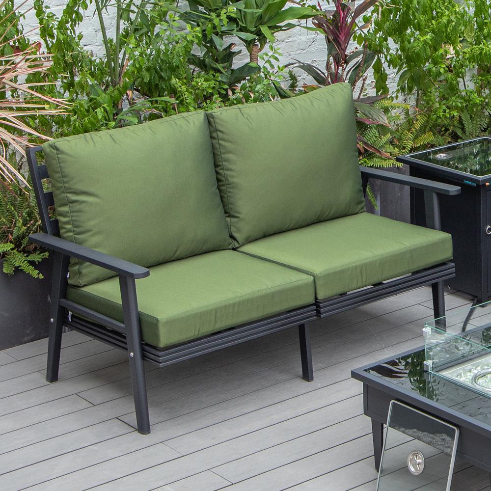 Outdoor Patio Loveseat with Black Aluminum Frame. Picture 9