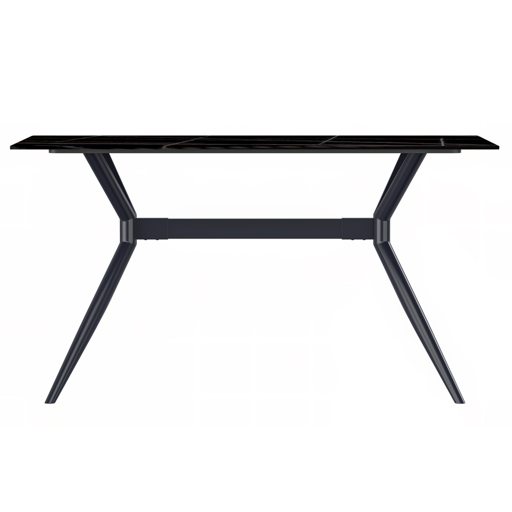 Black Stainless Steel Dining Table 55 With Black/Gold Sintered Stone Top. Picture 2