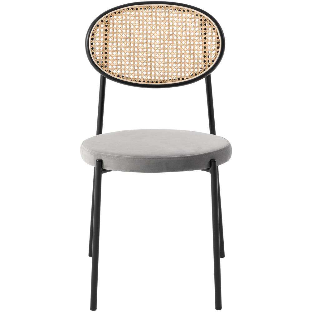 Euston Modern Wicker Dining Chair with Velvet Round Seat. Picture 4