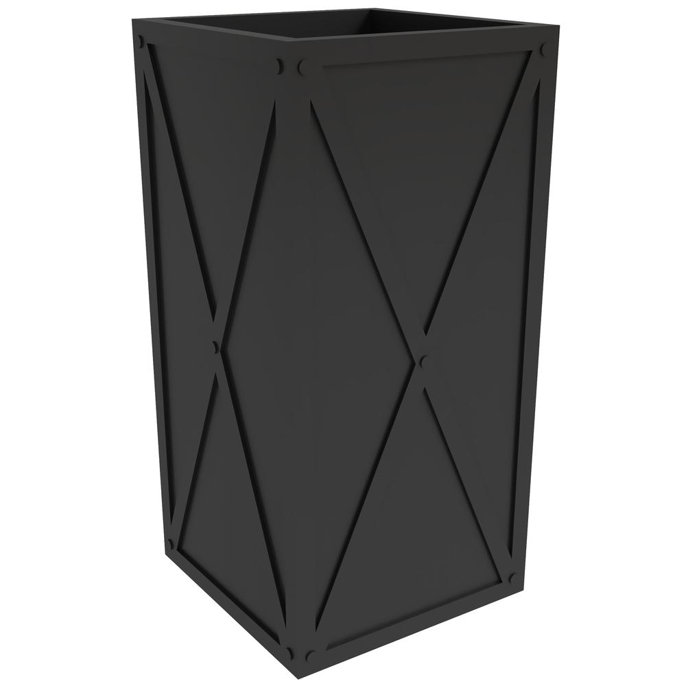 Papyrus Series Rectangle Fiber Stone Planter in Black 14.2 x 14.2, 29 High. Picture 1