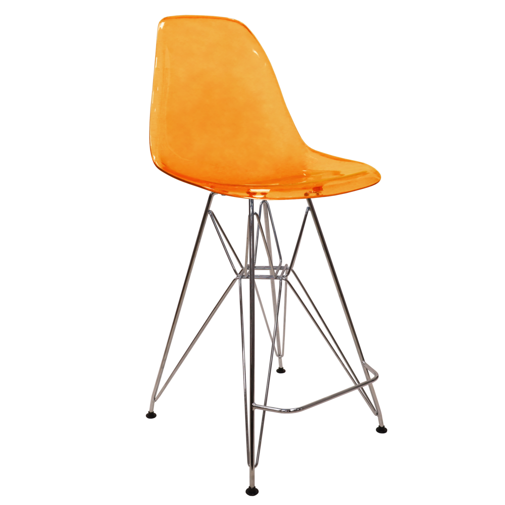 Cresco Modern Acrylic Barstool with Chrome Base and Footrest. Picture 6