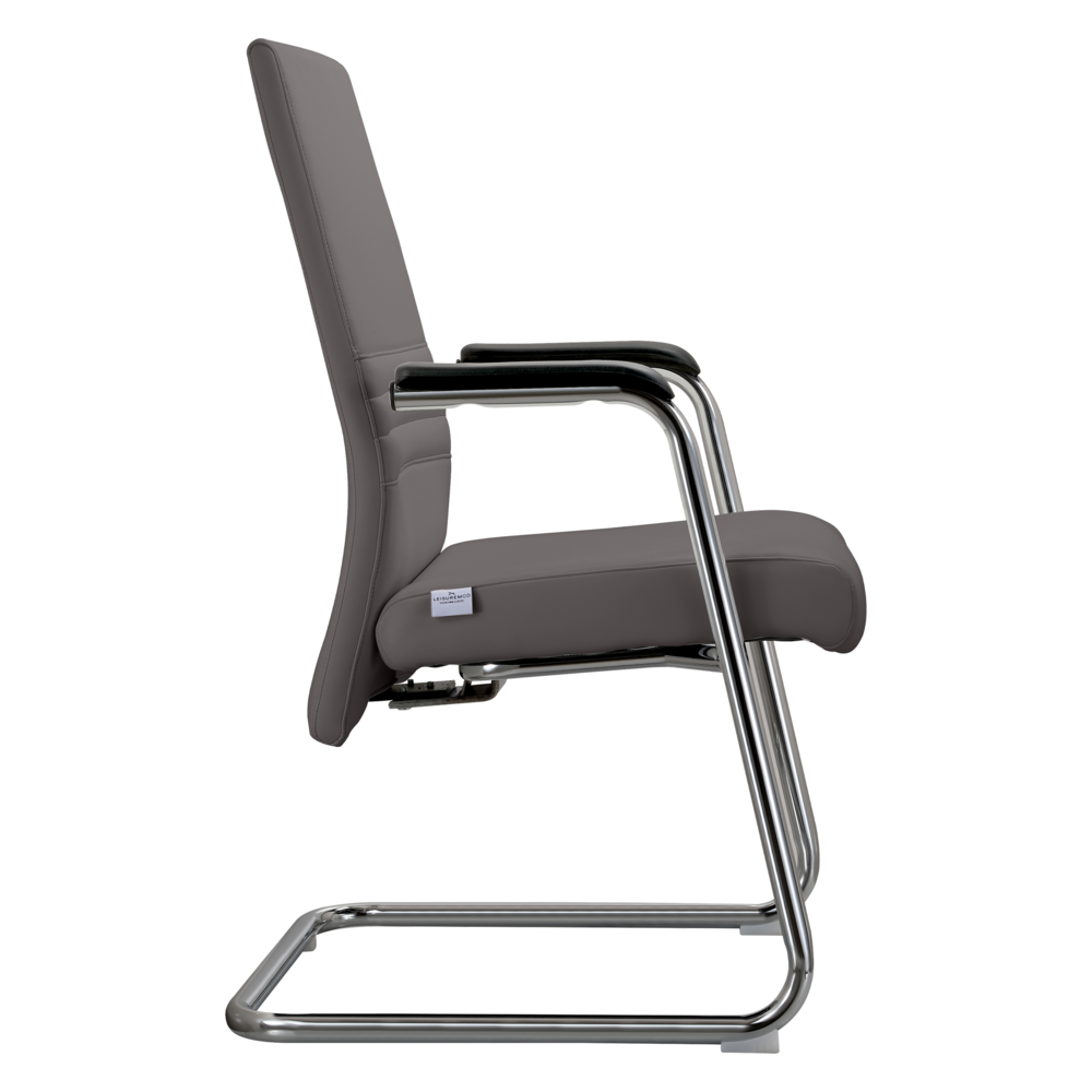 Aleen Series Guest Office Chair In Grey Leather. Picture 5