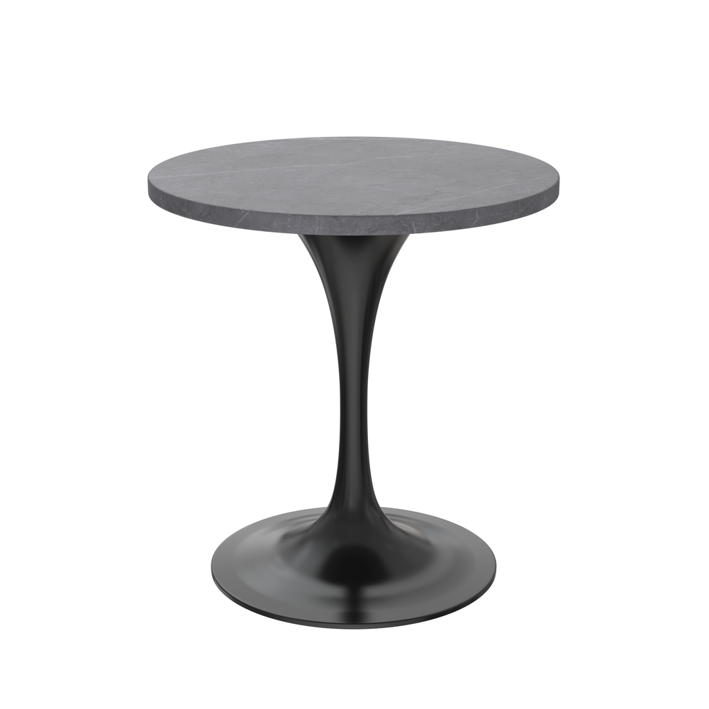 Verve 27 Round Dining Table, Black Base with Sintered Stone Grey Top. Picture 1