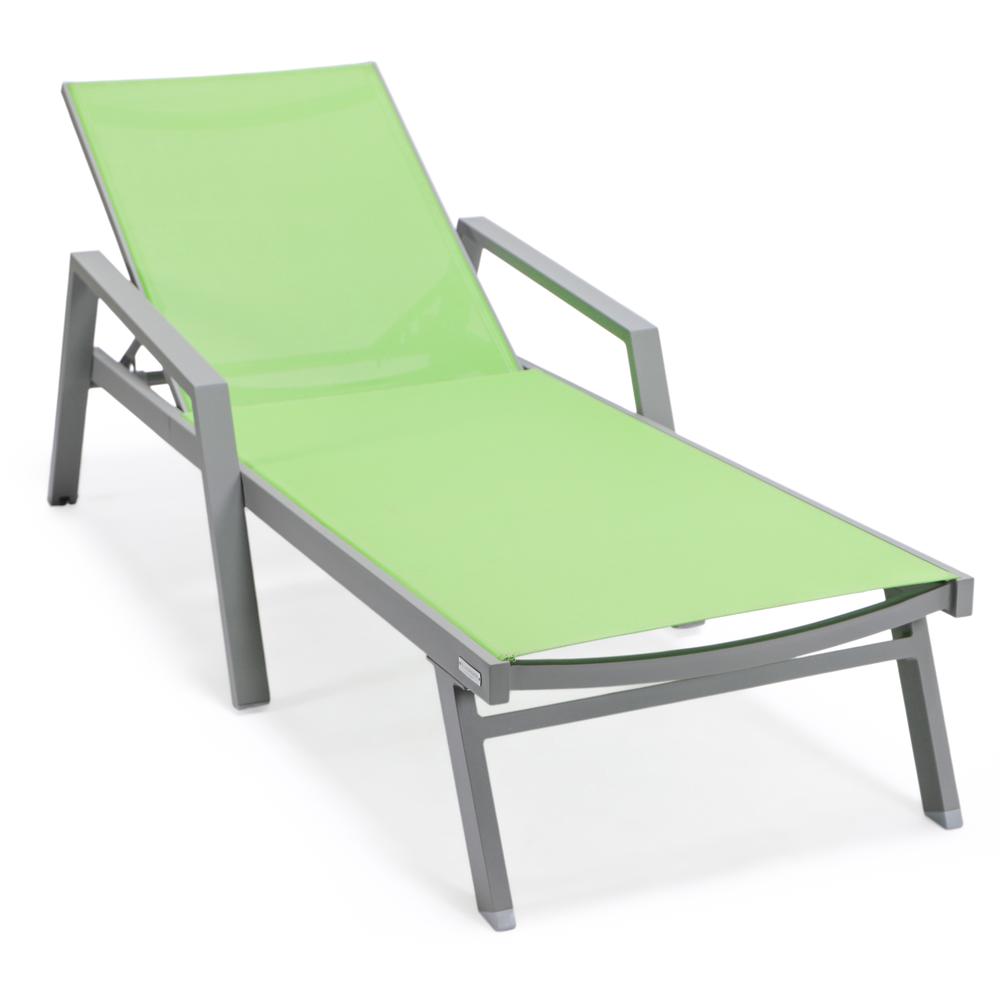 Marlin Patio Chaise Lounge Chair With Armrests in Grey Aluminum Frame, Set of 2. Picture 4