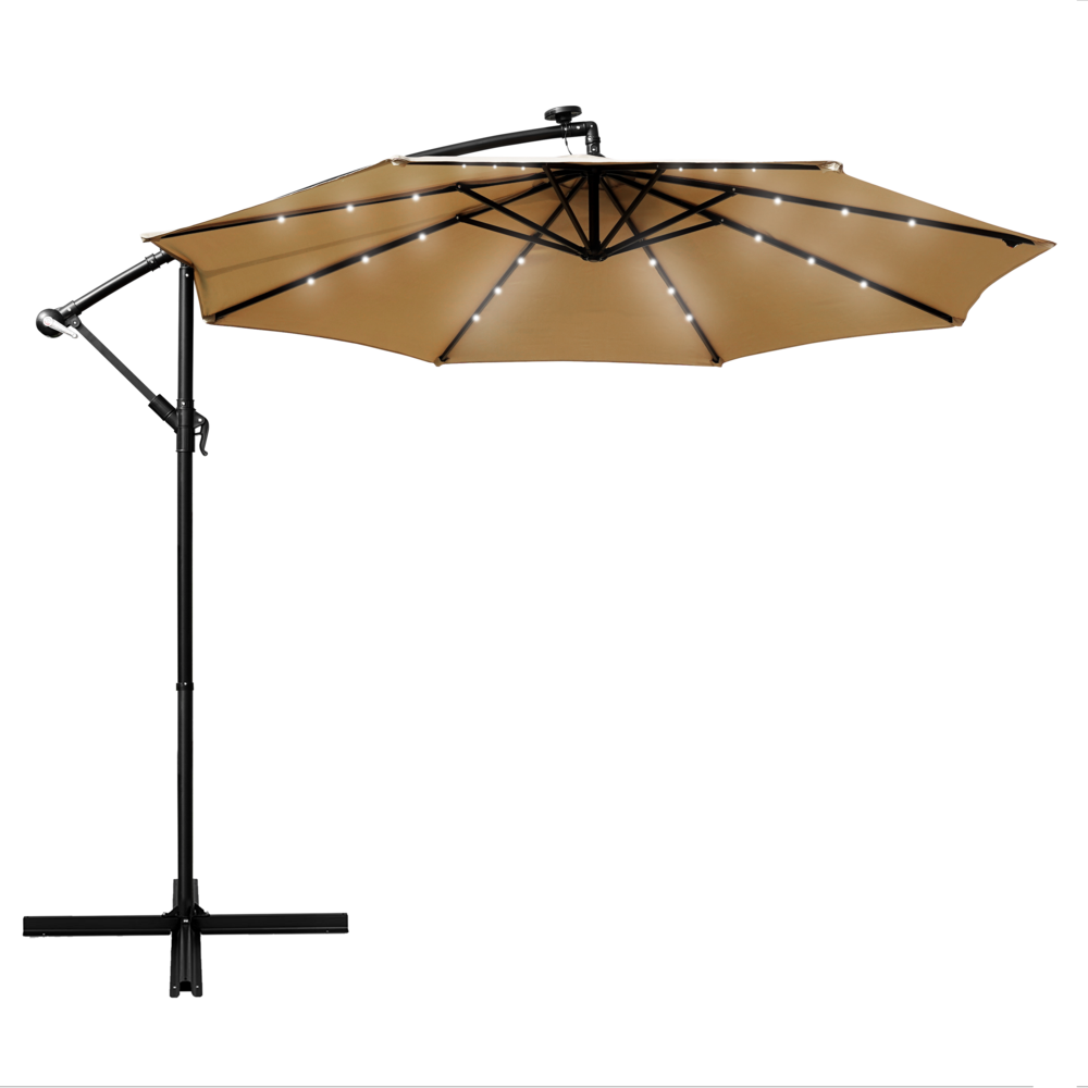 Outdoor 10 Ft Offset Cantilever Hanging Patio Umbrella With Solar Powered LED. Picture 4