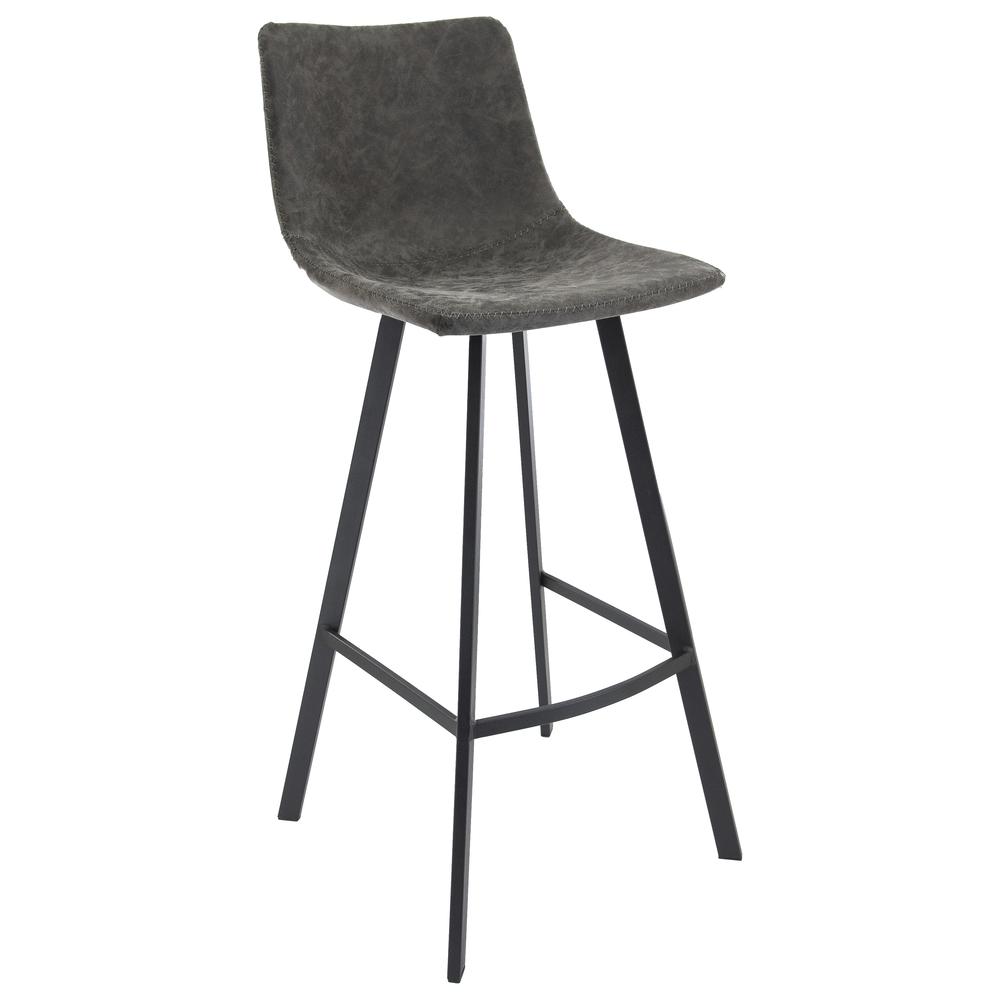 Elland Modern Upholstered Leather Bar Stool With Iron Legs & Footrest. Picture 8