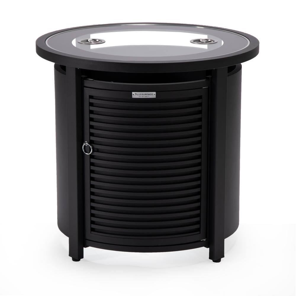 Walbrooke Black Patio Round Tank Holder with Slats Design. Picture 3