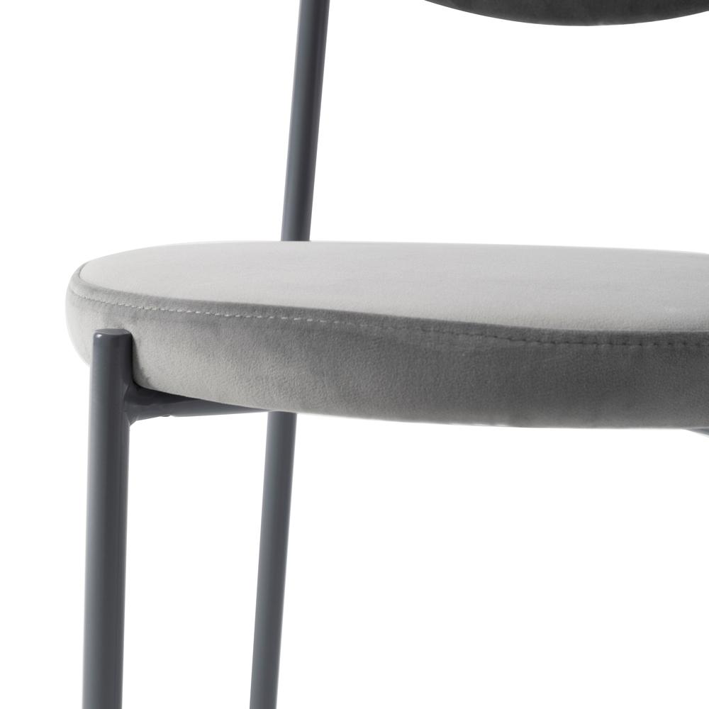 Euston Modern Velvet Dining Chair with Grey Steel Frame. Picture 6