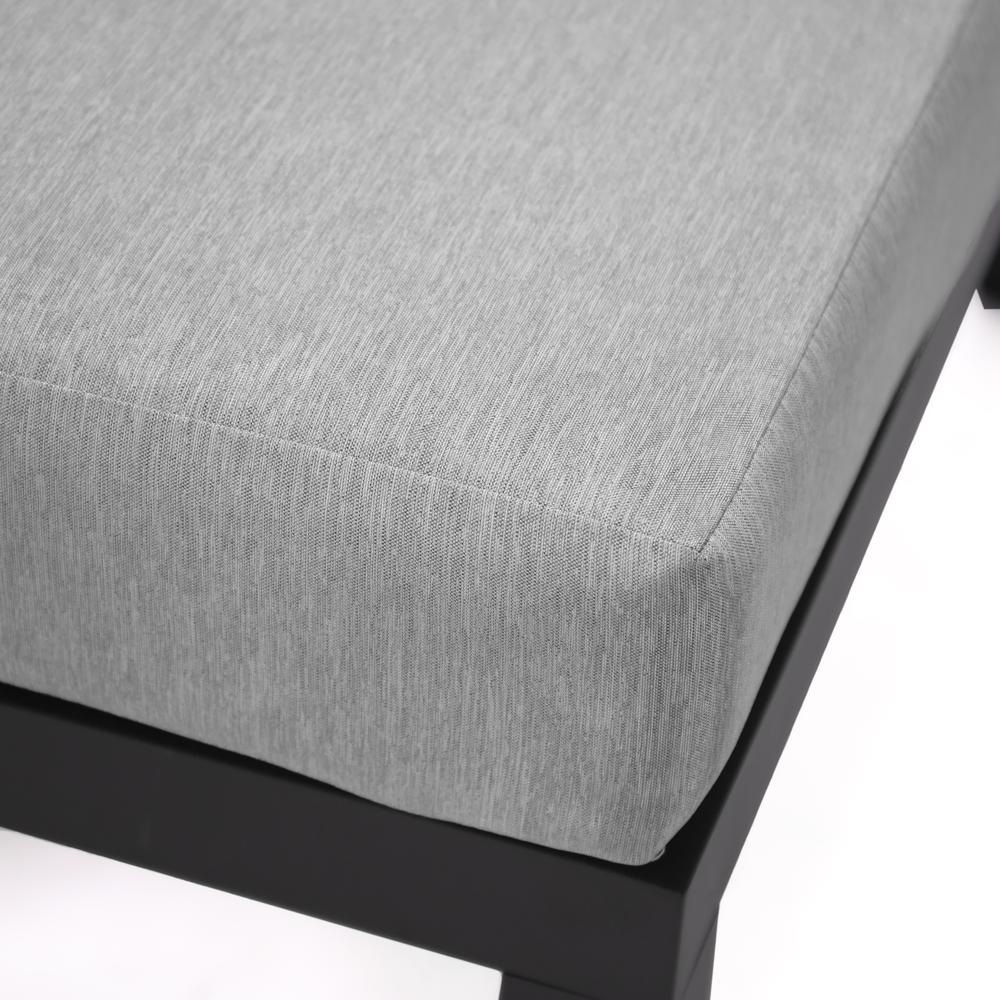 LeisureMod Hamilton 6-Piece Aluminum Patio Conversation Set With Cushions Light Grey. Picture 9