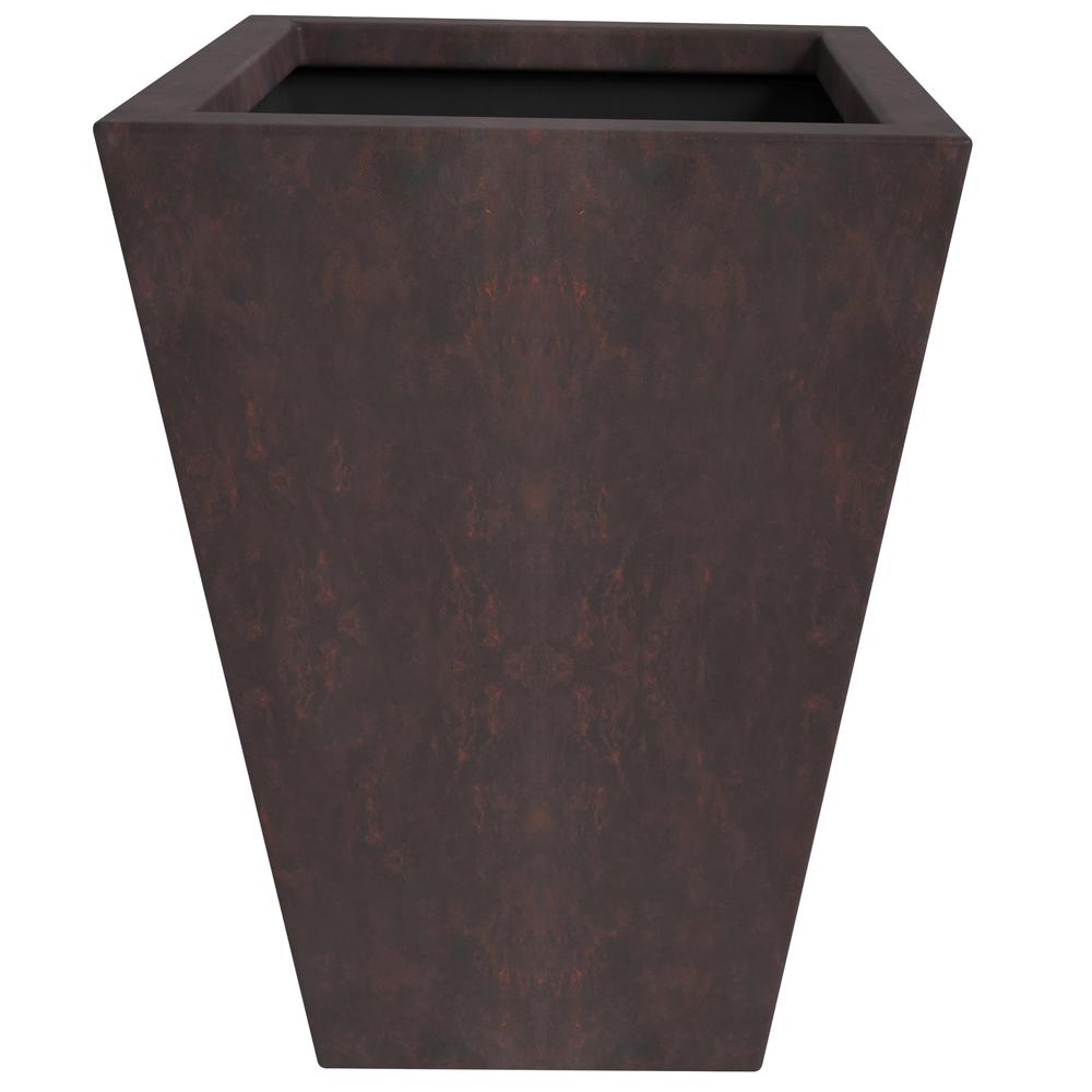 Serene Series Poly Stone Square Planter in Brown 11x11, 15 High. Picture 2