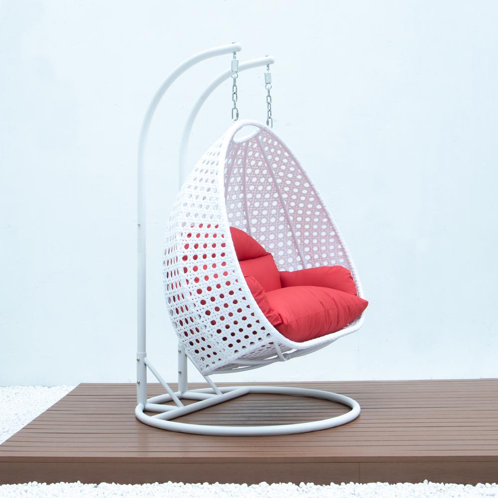 White Wicker Hanging 2 person Egg Swing Chair. Picture 5