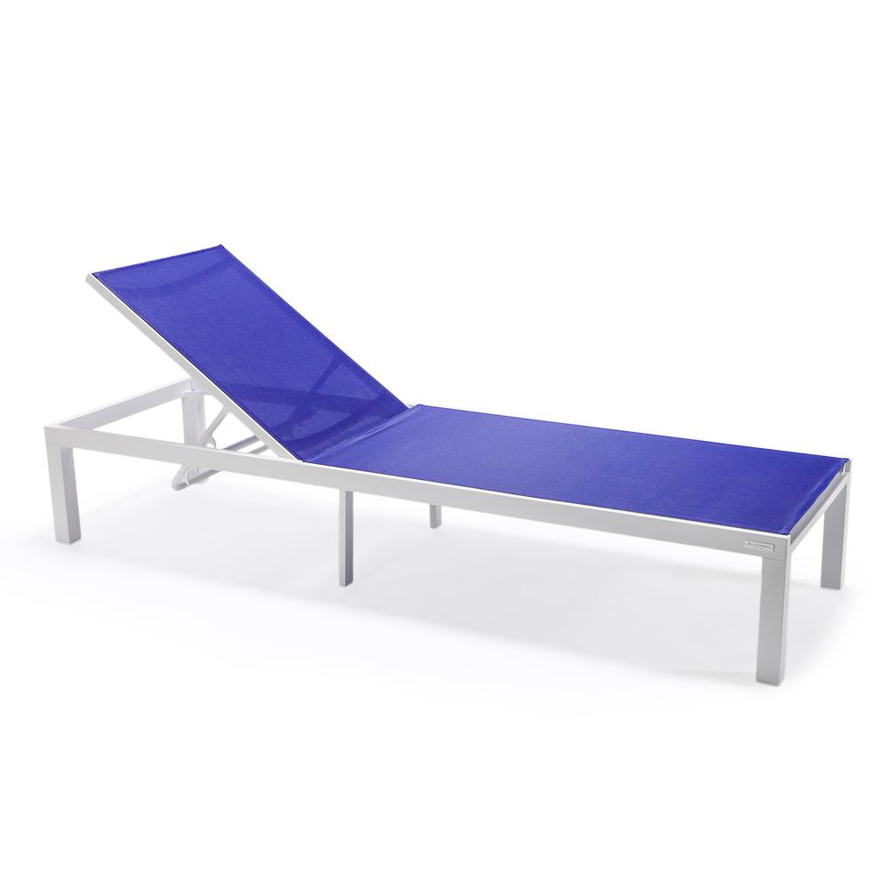 Marlin Patio Chaise Lounge Chair With White Aluminum Frame. Picture 2