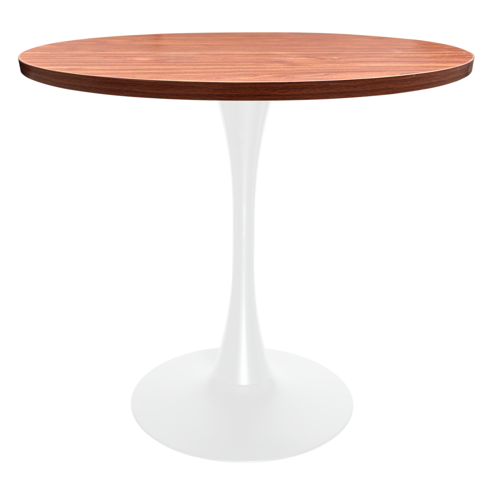Bristol Dining table, White Base with 36" Round Cognac Brown MDF top. Picture 4