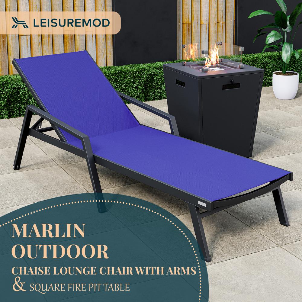 Black Aluminum Outdoor Patio Chaise Lounge Chair With Arms. Picture 28
