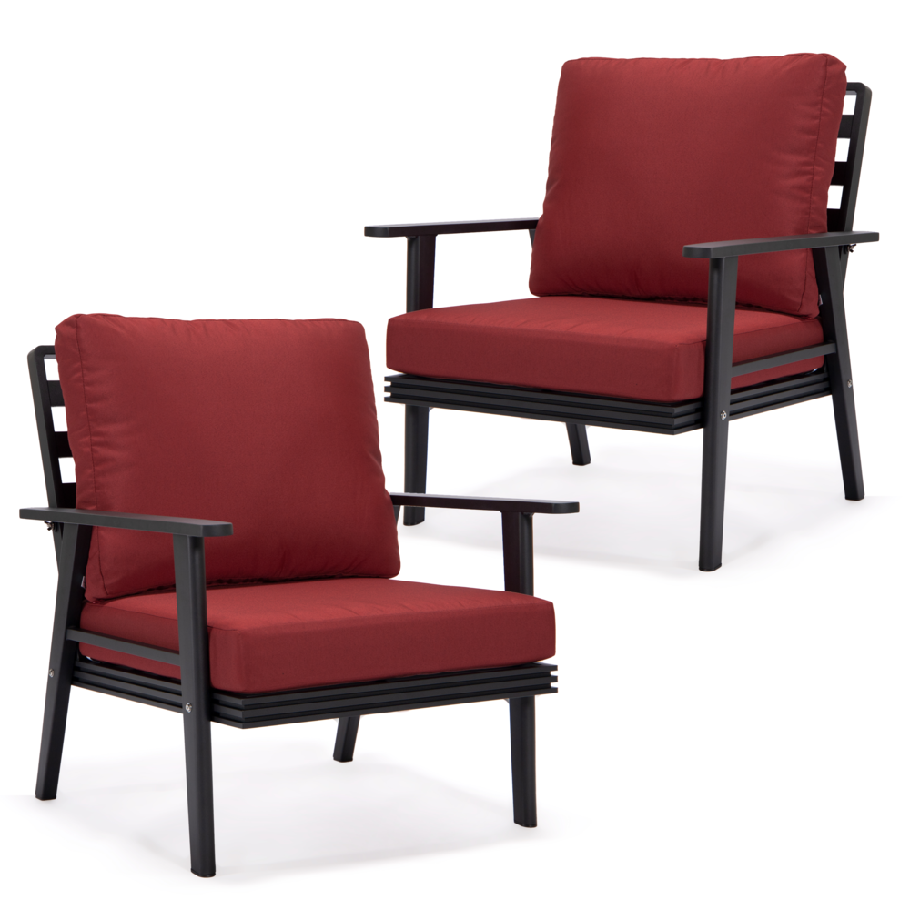 Walbrooke Modern Black Patio Arm Chair, Set of 2. Picture 1