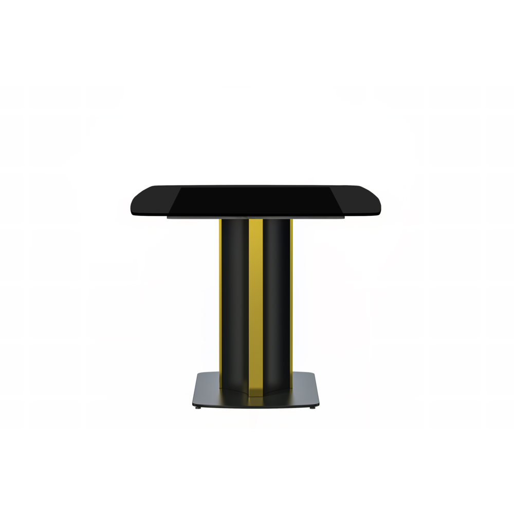 Sylva Series Modern Dining Table Black and Gold Base, With 55 Black Glass Top. Picture 1