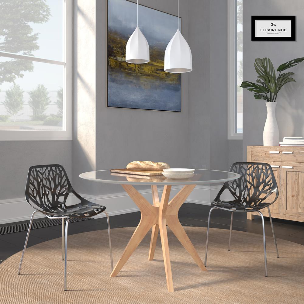 LeisureMod Modern Asbury Dining Chair w/ Chromed Legs AC16BL. Picture 11
