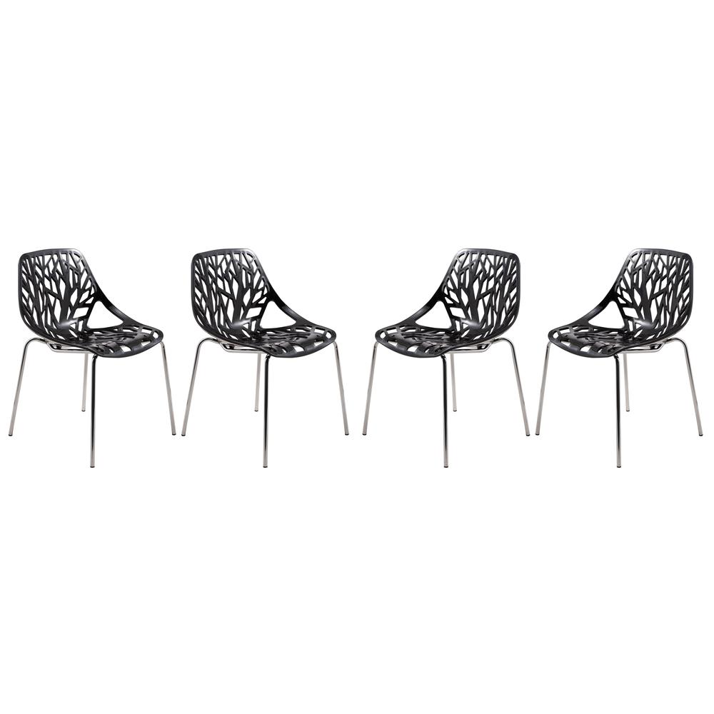 LeisureMod Modern Asbury Dining Chair w/ Chromed Legs AC16BL. Picture 19