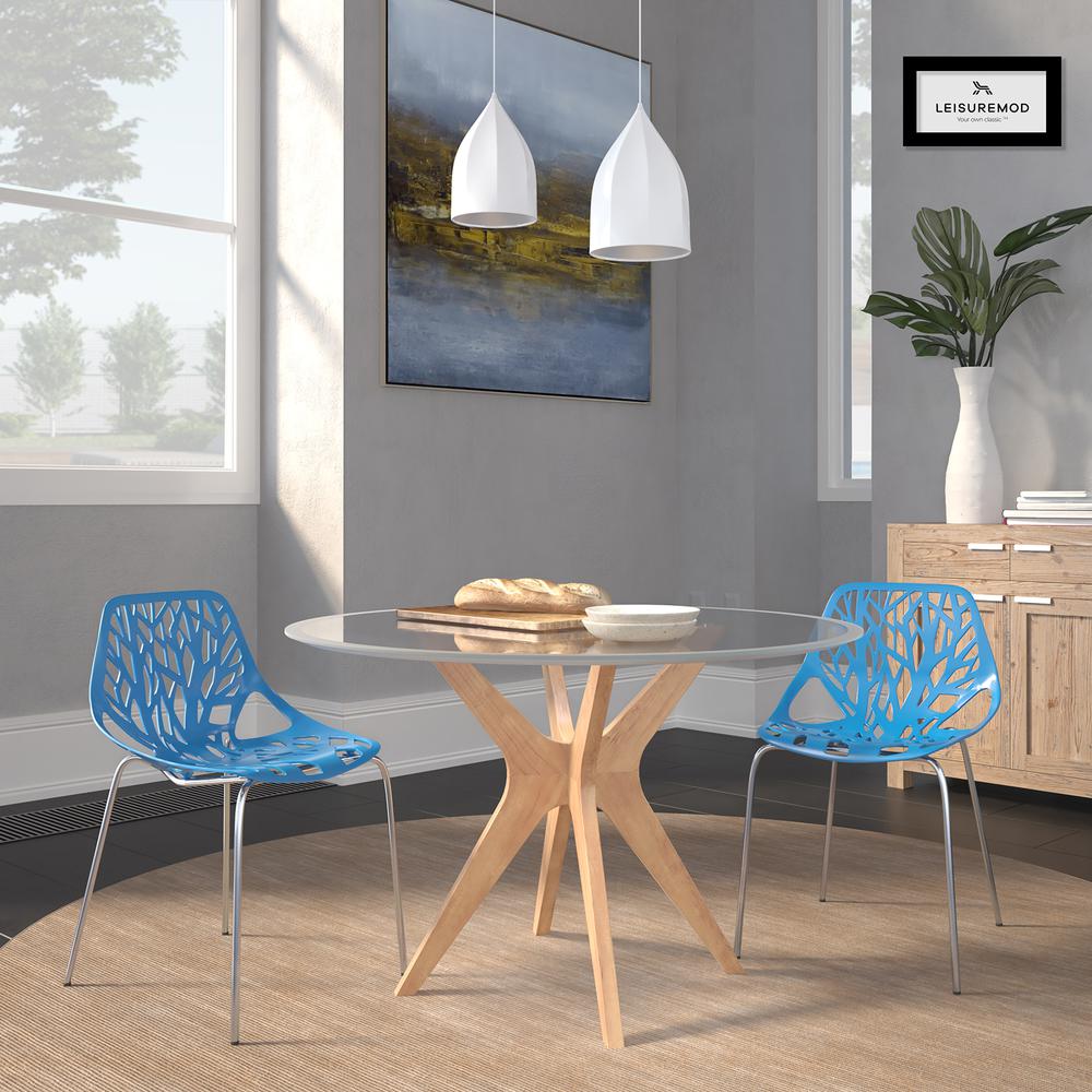 LeisureMod Modern Asbury Dining Chair w/ Chromed Legs AC16BU. Picture 11