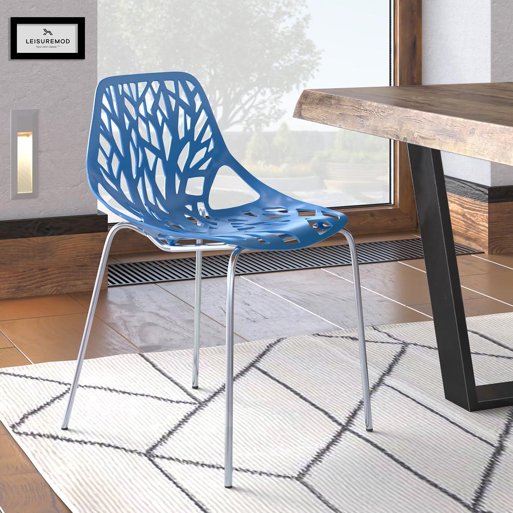 LeisureMod Modern Asbury Dining Chair w/ Chromed Legs AC16BU. Picture 2