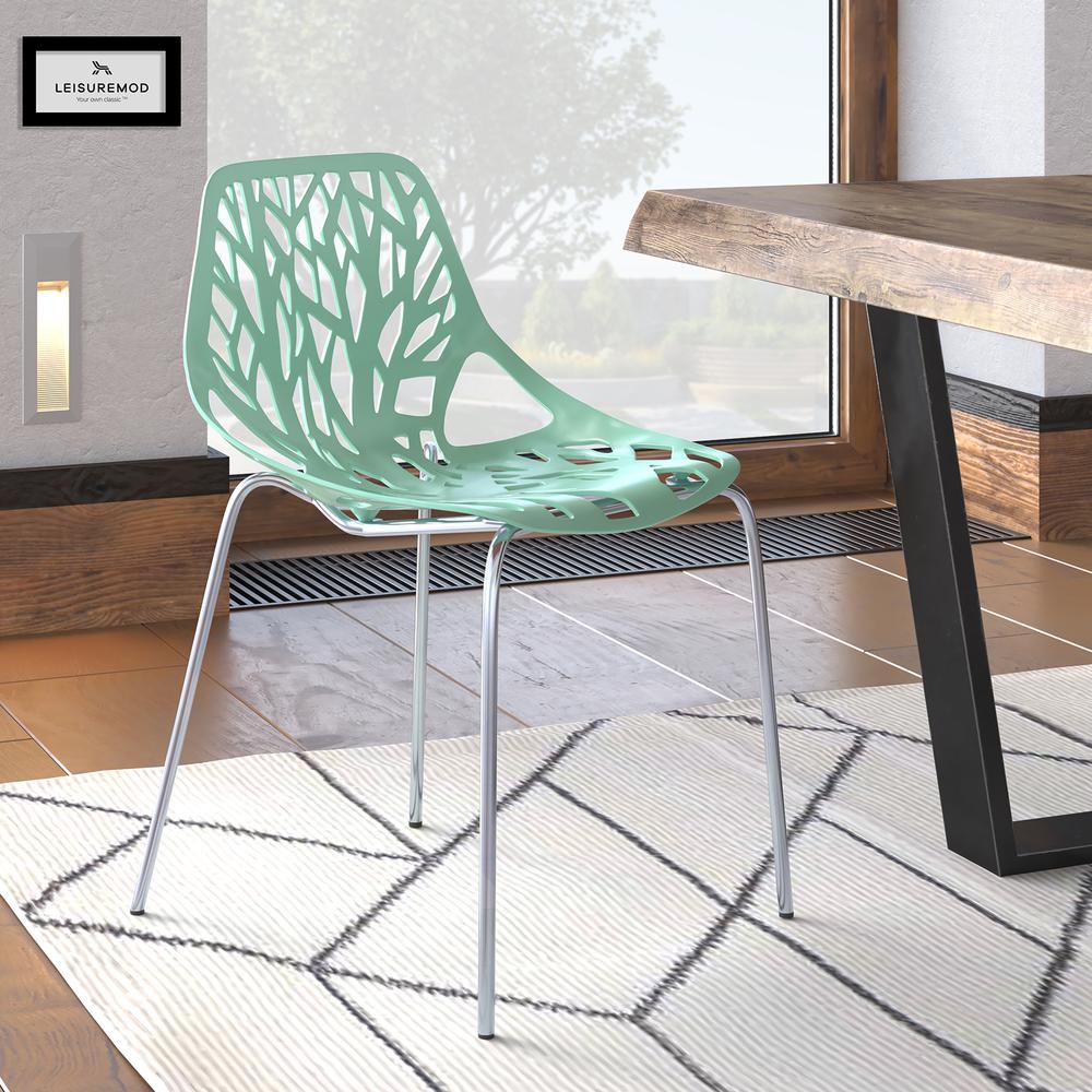 LeisureMod Modern Asbury Dining Chair w/ Chromed Legs AC16MT. Picture 2