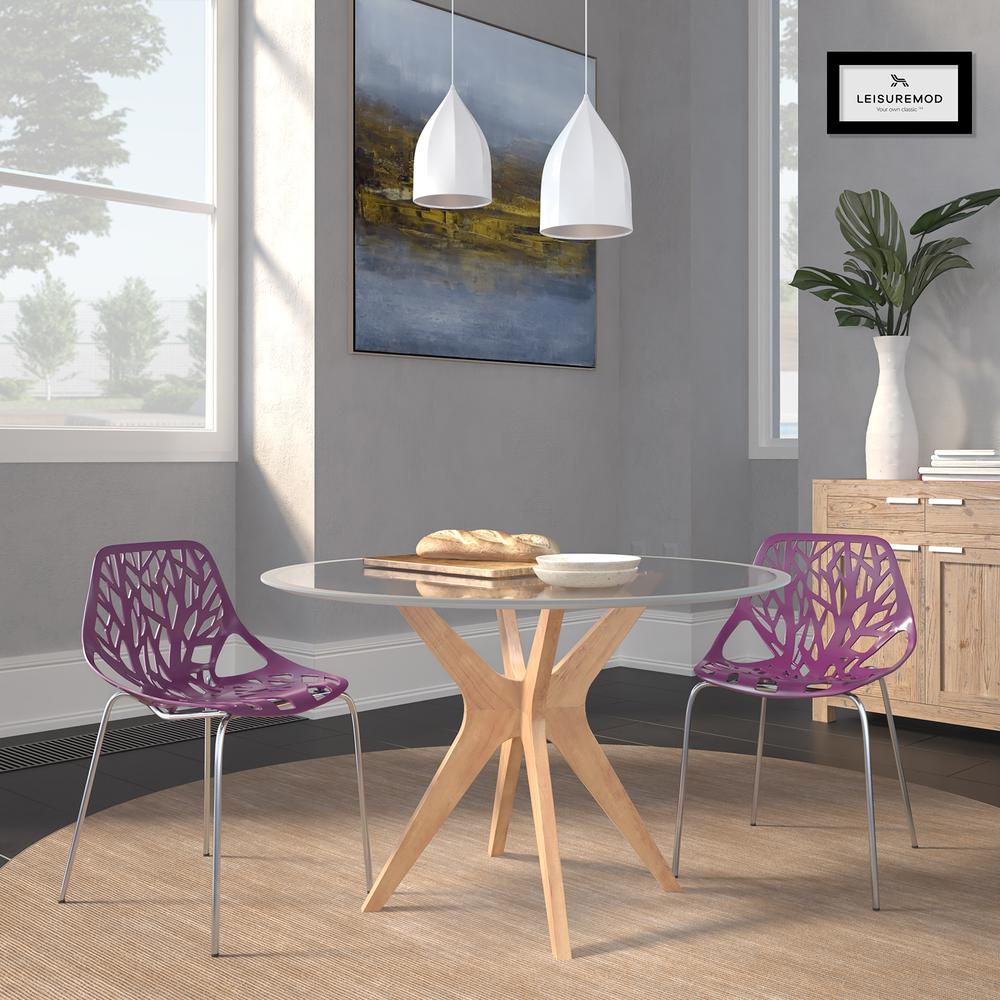 LeisureMod Modern Asbury Dining Chair w/ Chromed Legs AC16PR. Picture 13