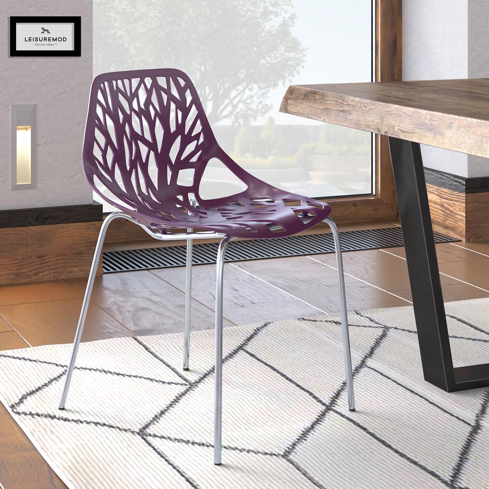 LeisureMod Modern Asbury Dining Chair w/ Chromed Legs AC16PR. Picture 12