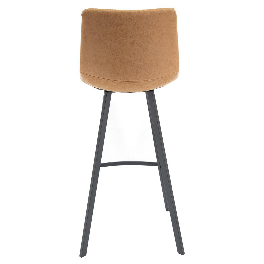 Elland Modern Upholstered Leather Bar Stool With Iron Legs & Footrest Set of 2. Picture 5