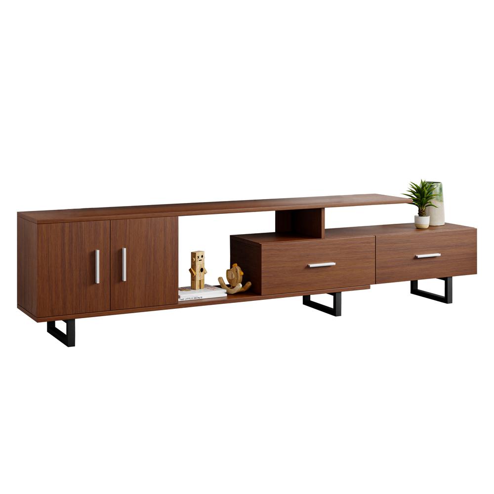 Avery Mid-Century Modern TV Stand with MDF Cabinet and Powder Coated Steel Legs. Picture 2