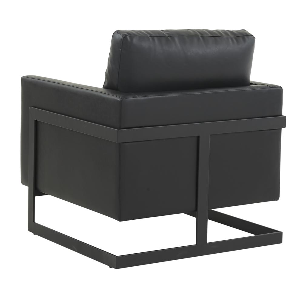Leather Accent Armchair With Black Steel Frame. Picture 4