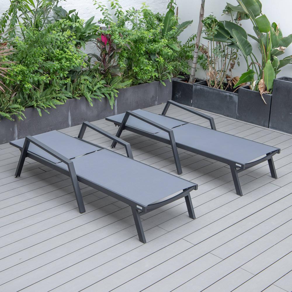 Lounge Chair With Armrests in Black Aluminum Frame, Set of 2. Picture 11