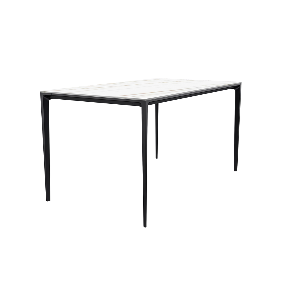 Avo Series Modern Dining Table Black Base, With 55 White/Gold Sintered Stone Top. Picture 3