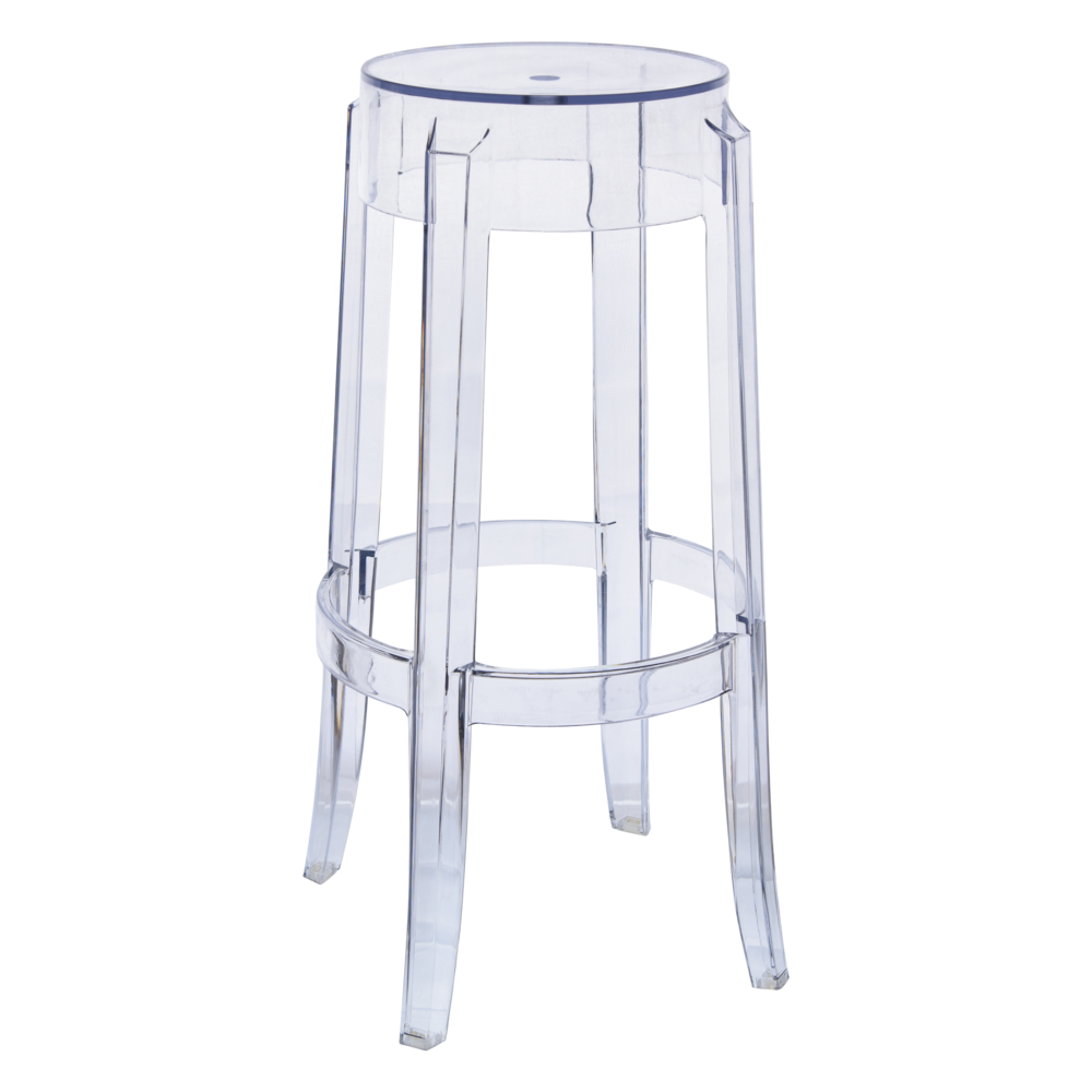 Averill Plastic Barstool with Clear Acrylic Seat and Legs. Picture 1