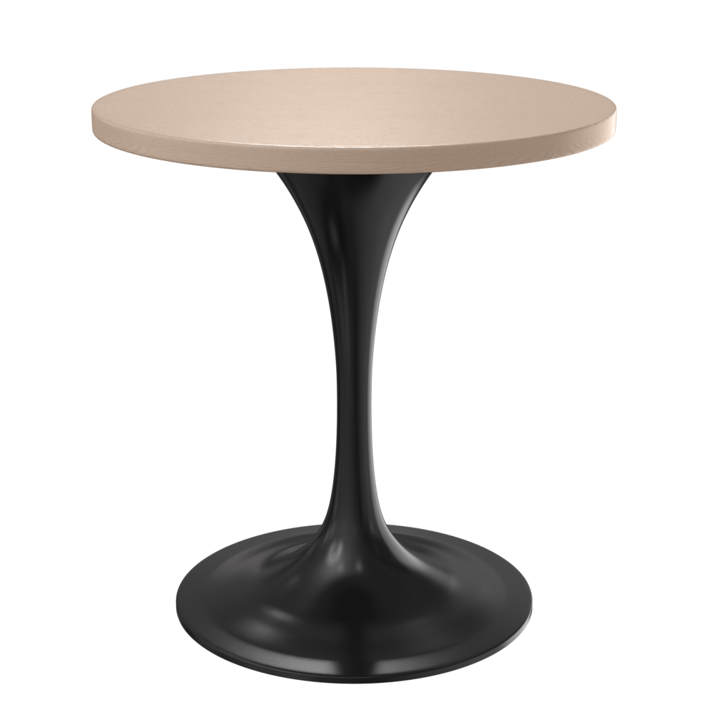 27 Round Dining Table, Black Base with Light Natural Wood MDF Top. Picture 1